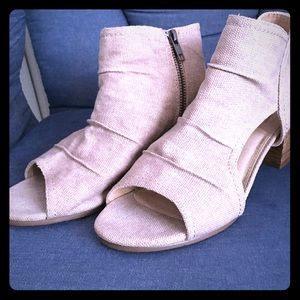 Tan cutout bootie sandals